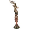 Clayre & Eef Dekoratívna figúrka Hirsch zlatá s zelenými akcentmi 16x22x70 cm