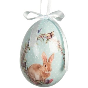 Clayre & Eef dekoratívne vajíčkové figúrky modro-biele Ø 5x8 cm, set 9 kusov