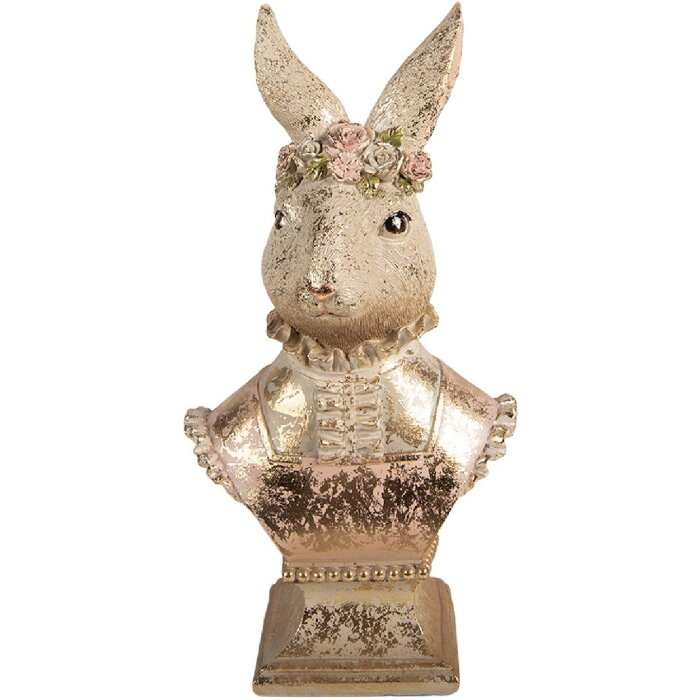 Clayre & Eef dekoratívna figúrka králička béžová ružová 16x11x31 cm