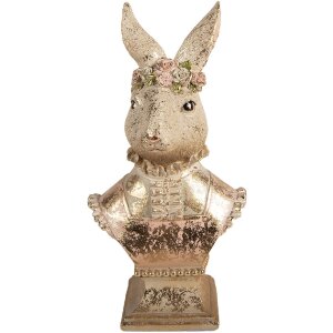 Clayre & Eef dekoratívna figúrka králička béžová ružová 16x11x31 cm