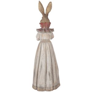 Clayre & Eef dekoratívna figúrka kaníčka 18x16x53 cm, prírodné sivobrúzové tóny