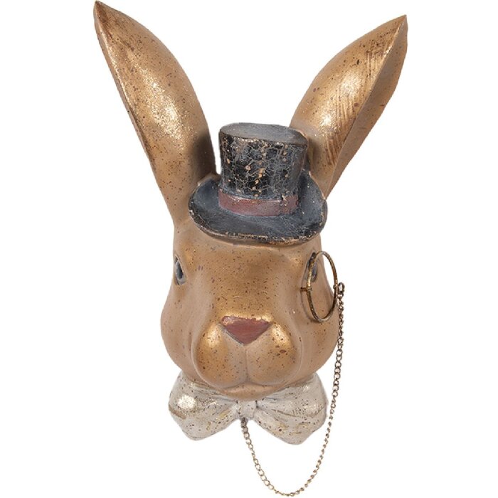 Clayre & Eef Králiček zlatý čierny 17x11x25 cm – polyresinová dekorácia pre obývacie miestnosti