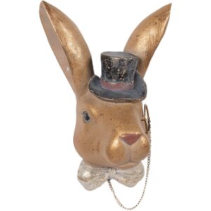 Clayre & Eef Králiček zlatý čierny 17x11x25 cm – polyresinová dekorácia pre obývacie miestnosti