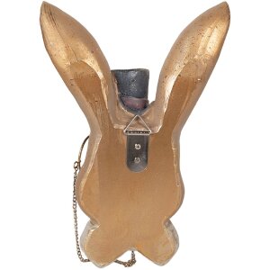 Clayre & Eef Králiček zlatý čierny 17x11x25 cm – polyresinová dekorácia pre obývacie miestnosti