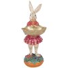 Clayre & Eef Dekoratívna figúrka králiček s kôšom béžová ružová 11x14x30 cm