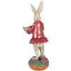 Clayre & Eef Dekoratívna figúrka králiček s kôšom béžová ružová 11x14x30 cm