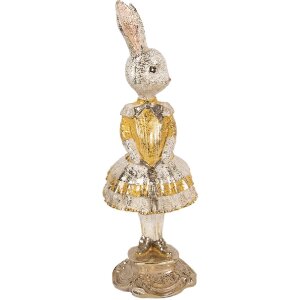 Clayre & Eef Kráľovský zajačik béžovo-zlatý Ø 13x36 cm – polyresinová dekorácia