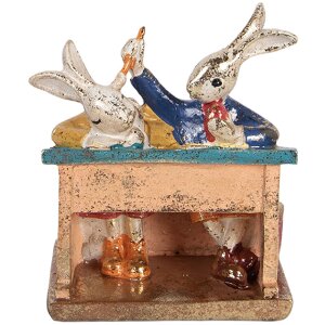 Clayre & Eef Dekoratívna figúrka Kaninčia biela 11x7x11 cm