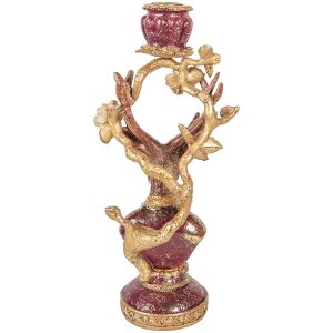 Clayre & Eef Držiak sviečok v tvare jelenia fialovo-zlatý 14x11x31 cm
