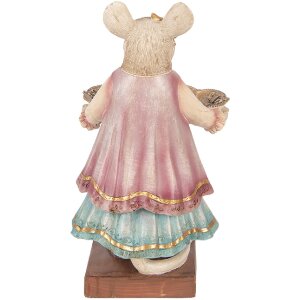 Clayre & Eef Dekoratívna myš s miskou béžová 17x15x26 cm polyresin