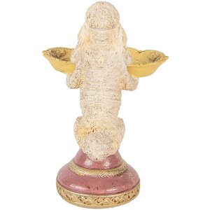 Clayre & Eef Figúrka psa s kôšom béžová žltá 15x16x21 cm