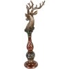 Clayre & Eef Dekoratívna figúrka jelena zlatá s červenými akcentmi 14x17x49 cm