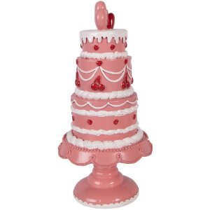 Clayre & Eef Tortová misa ružovo-biela Ø 16x33 cm, polyresin, dekoratívna pre svadby a udalosti