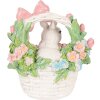 Clayre & Eef Figúrka zvieratka v košíku, biela a ružová, 15x9x16 cm