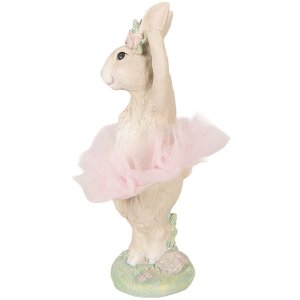 Clayre & Eef Dekoratívna figúrka Kaninchen béžové-ružová 10x9x27 cm