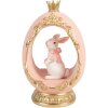 Clayre & Eef 6PR6105 Dekorácia v tvare vajíčka s králičkom biela zlatý lesk 13x10x20 cm