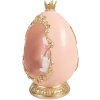 Clayre & Eef 6PR6105 Dekorácia v tvare vajíčka s králičkom biela zlatý lesk 13x10x20 cm