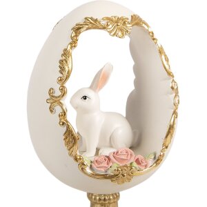 Clayre & Eef Vajíčko s králičkom bielo-zlaté 12x11x22 cm