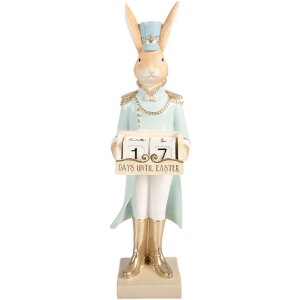 Clayre & Eef Dekoratívna figúrka zajačik béžovomodrá 9x10x32 cm
