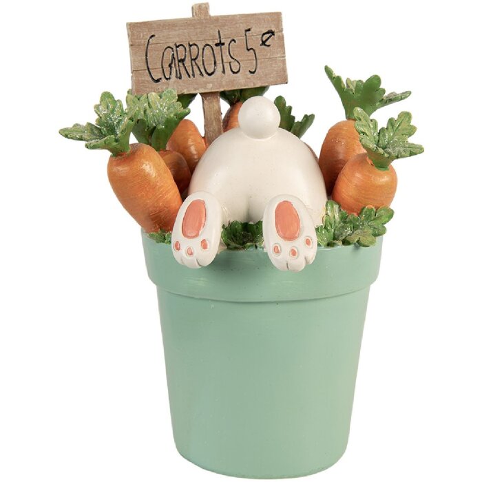 Clayre & Eef dekoratívna figúrka králik bielo-modrá 21x20x28 cm