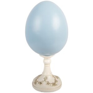 Clayre & Eef Vianočné Vajíčko s Kančirom Biela-Modrá 13x12x28 cm