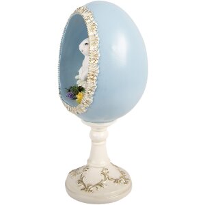 Clayre & Eef Vianočné Vajíčko s Kančirom Biela-Modrá 13x12x28 cm