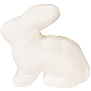 Clayre & Eef Vankúš na dvere v tvare králička biely s zlatými detailmi 29x10x27 cm