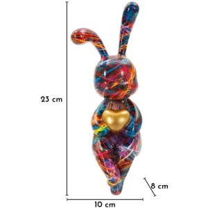 Mauro Ferretti Dekoratívna figúrka Coniglietto Psyco – Multicolor Hase z polyresinu, 23 cm