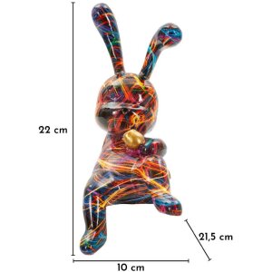 Mauro Ferretti Dekoratívna králička Psyco v pop-art štýle, viacfarebná s zlatým detailom, 21,5x10x22 cm