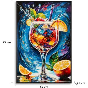 Mauro Ferretti Obraz na plátne COCKTAIL s rámom 62x3,5x92 cm, bubľavý koktejl, březové drevo