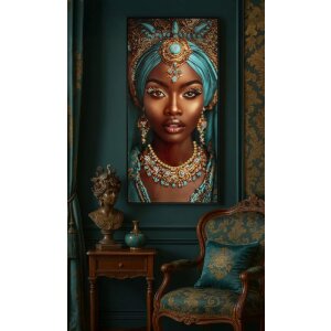 Mauro Ferretti Obraz na plátne MAYA s rámom 50x3,5x100 cm, exotický portrét v borovici a plátnu