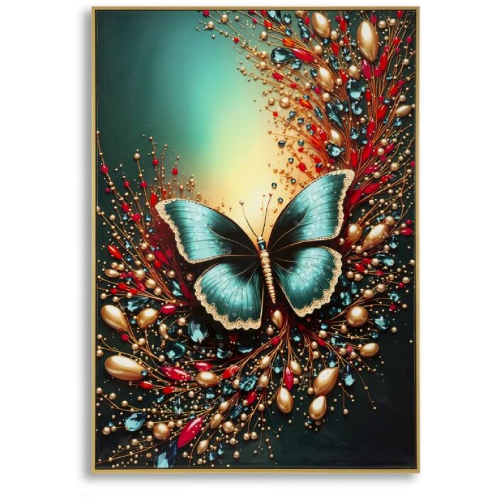 Mauro Ferretti Stenová dekorácia "Butterfly" – tlačená látka s rámovaním 70x100 cm