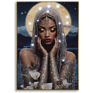 Mauro Ferretti Stenujúce obrazové dielo „Venuša“ s LED – plátno 70x100 cm, zlaté akcenty