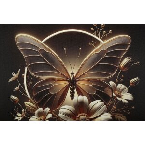 Mauro Ferretti LED stena obraz "Butterfly" – zlatý motýľ s LED osvetlením, 50x50 cm