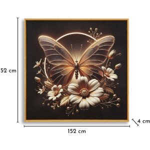 Mauro Ferretti LED stena obraz "Butterfly" – zlatý motýľ s LED osvetlením, 50x50 cm