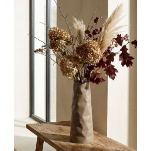 Mauro Ferretti Váza „Norimberga“ 16x20x50 cm, kremová, kov, textúrovaný povrch, industriálny štýl