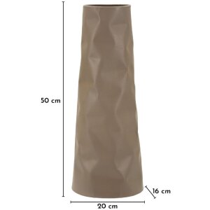 Mauro Ferretti Váza „Norimberga“ 16x20x50 cm, kremová, kov, textúrovaný povrch, industriálny štýl