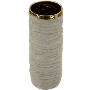 Mauro Ferretti Váza „Lima Open“ sivá zlatý náter Ø15,5x40 cm