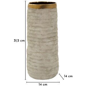 Mauro Ferretti Váza „Lima Open“ Ø14x31,5 cm, šedá s zlatým vnútorom