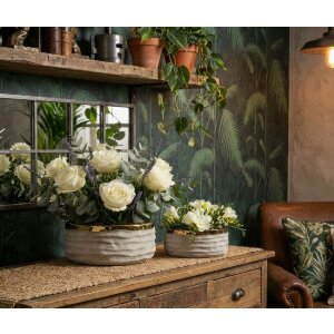 Mauro Ferretti Set štýlových keramických cachepotov "Lima" 2-dílny sivá zlaté akcenty