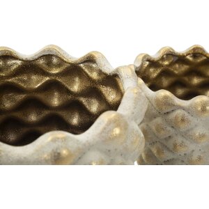 Mauro Ferretti Cachepotový set „Pepitas“ – sivá/zlatá keramika, geometrický reliéf, 2 kusy