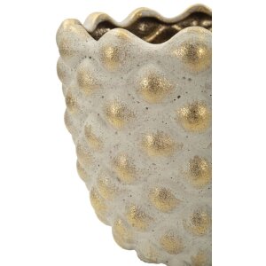 Mauro Ferretti Cachepotový set „Pepitas“ – sivá/zlatá keramika, geometrický reliéf, 2 kusy