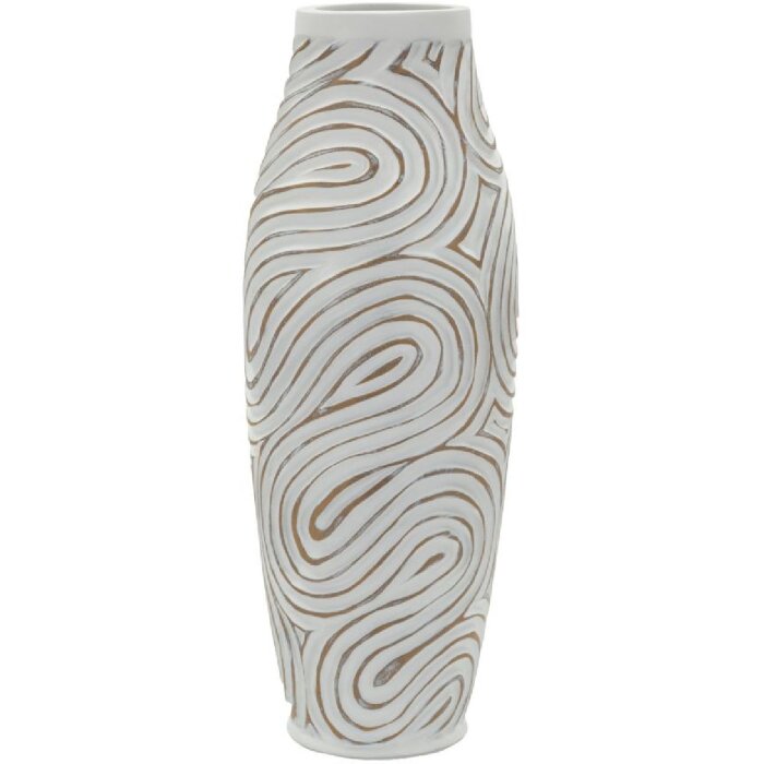 Mauro Ferretti Váza „Oblix“ biela gekálkovaná Ø18,5x50 cm, spirálový reliéf