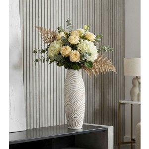 Mauro Ferretti Váza „Oblix“ biela gekálkovaná Ø18,5x50 cm, spirálový reliéf