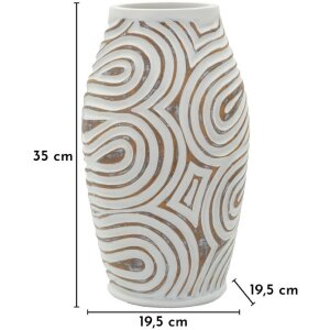 Váza "Oblix" Mauro Ferretti, biela gekálkovaná, z polyresinu, Ø19,5x35 cm