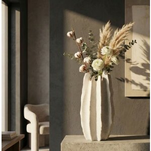 Mauro Ferretti Váza "Ester" Ø23x50 cm, skulptúrna polyresinová váza s prirodzenou textúrou