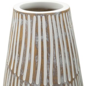Mauro Ferretti Váza „Hanoi“ Ø17x47 cm, biela káličkovaná, moderná kužeľovitá váza s vertikálnymi líniami