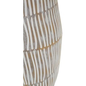 Mauro Ferretti Váza „Hanoi“ Ø17x47 cm, biela káličkovaná, moderná kužeľovitá váza s vertikálnymi líniami