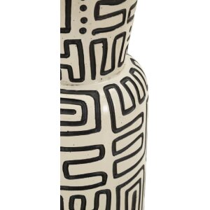 Mauro Ferretti Váza "Nairobi" Ø15,5x65 cm bielo/čierna, etnický dizajn, polyresin