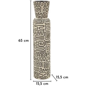 Mauro Ferretti Váza "Nairobi" Ø15,5x65 cm bielo/čierna, etnický dizajn, polyresin